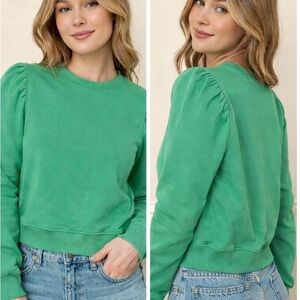 Green Puff Sleeve Sweatshirt